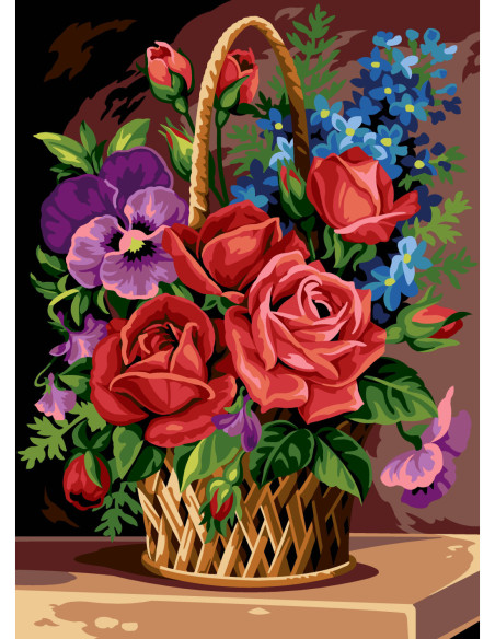 Canevas : 45x60 cm, N19 - panier rose