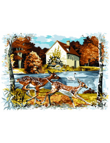 Canevas : 45x60 cm, N18 - saison des feuilles