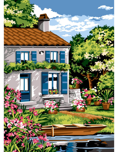 Canevas : 45x60 cm, N19 - les volets bleus