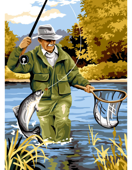 Canevas : 45x60 cm, N23 - pêche