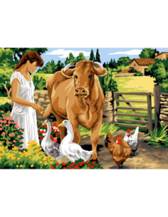 Canevas : 45x60 cm, N22 - dans l'enclos