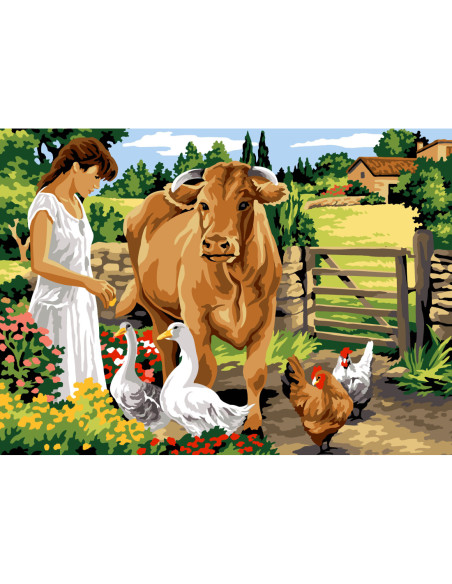 Canevas : 45x60 cm, N22 - dans l'enclos