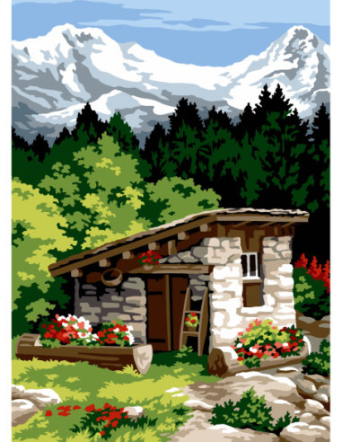 Canevas : 45x60 cm, N23 - le petit chalet