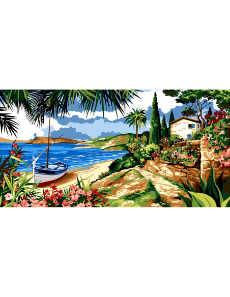 Canevas : 65x120 cm, Mer azur