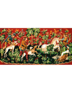 Canevas : 65x120 cm, chasse a la licorne