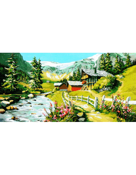 Canevas : 65x120 cm, torrent en montagne