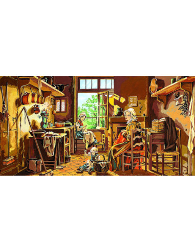 Canevas : 65x120 cm, scène d'intérieur  