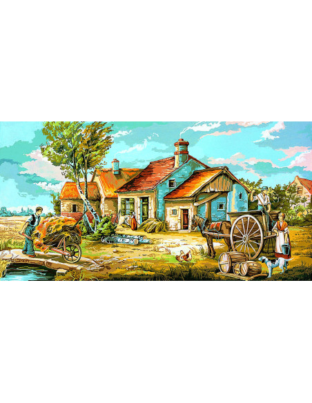 Canevas : 65x120 cm, scène rurale