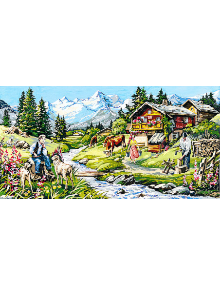 Canevas : 65x120 cm, L'été au chalet