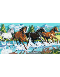 Canevas : 65x120 cm, Au grand galop