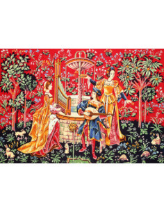 Canevas : 100x135 cm, concert a la fontaine