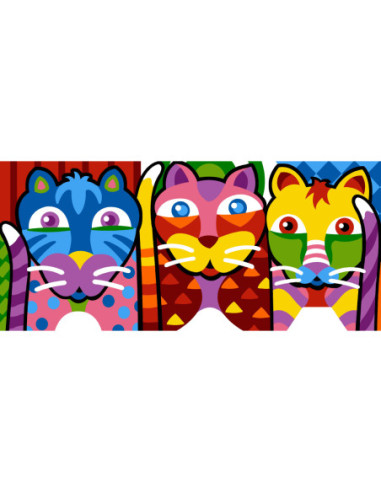 Canevas : 70x40 cm, N04/19 -géométrique chat