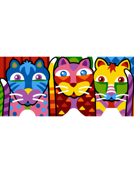Canevas : 70x40 cm, N04/19 -géométrique chat