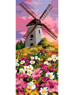 Canevas : 70x40 cm, N23 - le moulin aux fleurs
