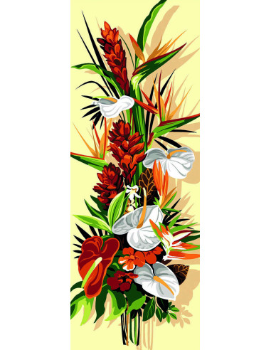 Canevas : 25x60 cm, Fleurs exotiques