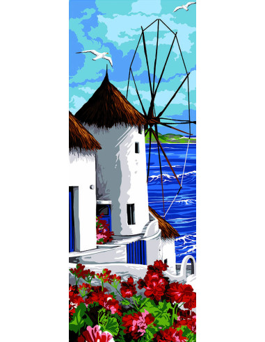 Canevas : 25x60 cm, Moulin des cyclades
