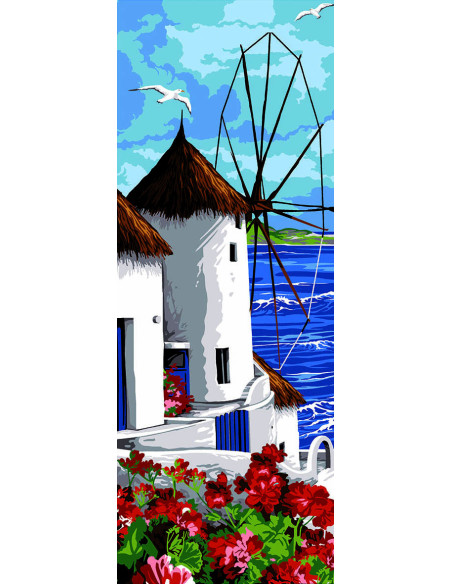 Canevas : 25x60 cm, Moulin des cyclades