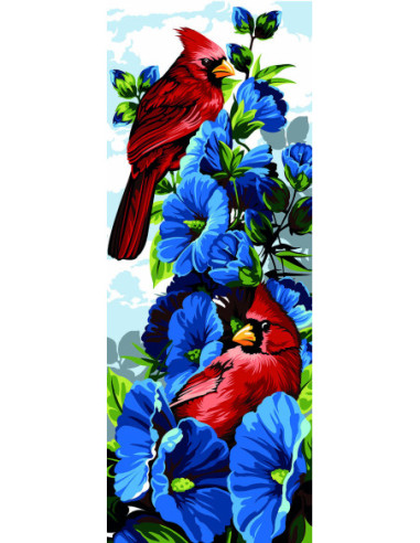 Canevas : 25x60 cm, Plume et pétale