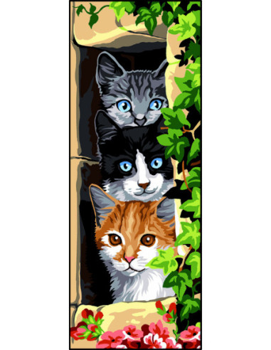 Canevas : 25x60 cm, Les trois chats