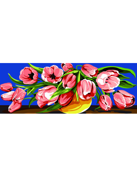 Canevas : 25x60 cm, Débordement de tulipes