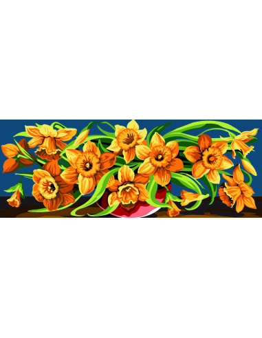 Canevas : 25x60 cm, Débordement de jonquilles