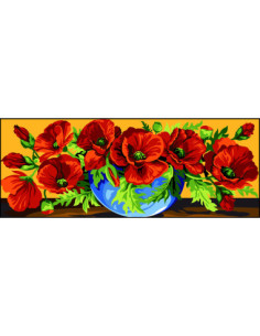 Canevas : 25x60 cm, Débordement de coquelicots
