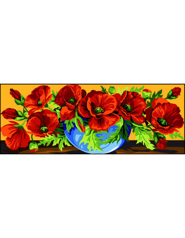 Canevas : 25x60 cm, Débordement de coquelicots