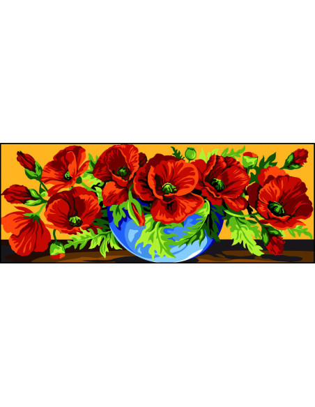 Canevas : 25x60 cm, Débordement de coquelicots