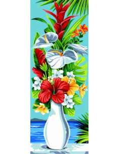 Canevas : 25x60 cm, Vase exotique