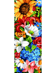 Canevas : 25x60 cm, N17-mur floral