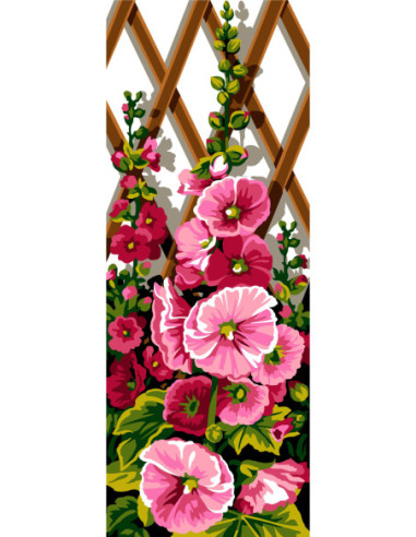 Canevas : 25x60 cm, N19 - roses trémières