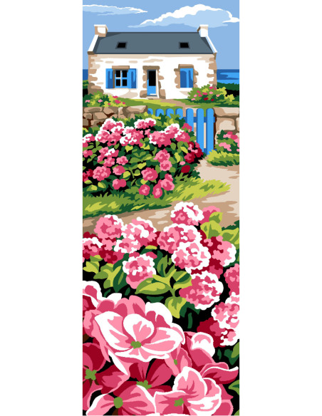 Canevas : 25x60 cm, N21 - hortensias
