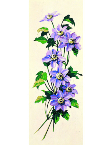 Canevas : 25x60 cm, clématites