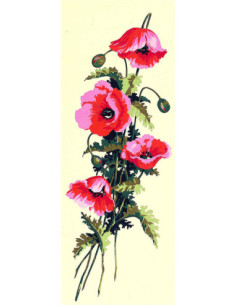 Canevas : 25x60 cm, coquelicots