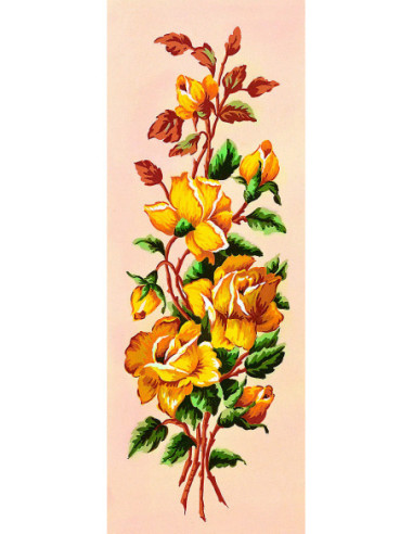 Canevas : 25x60 cm, roses jaunes