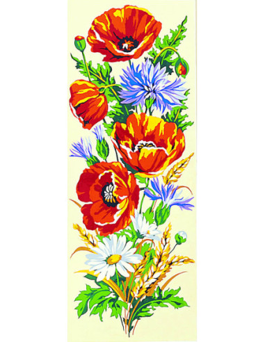 Canevas : 25x60 cm, Fleurs des champs