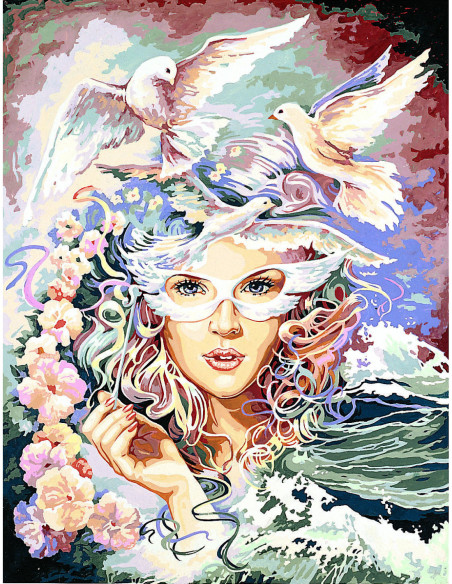 Canevas : 60x80 cm, fleur d'écume