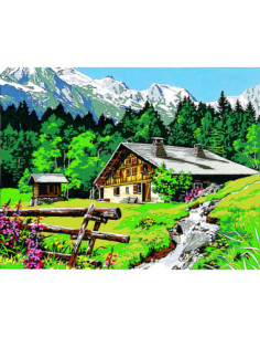 Canevas : 60x80 cm, Le chalet de l'alpage