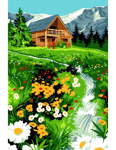 Canevas : 30x40 cm, petit torrent