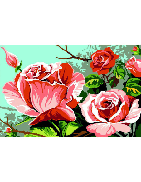 Canevas : 30x40 cm, roses
