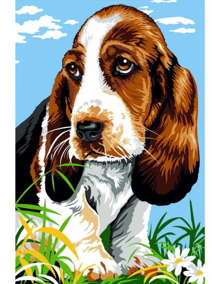 Canevas : 30x40 cm, basset