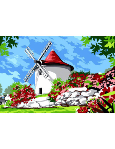 Canevas : 30x40 cm, moulin