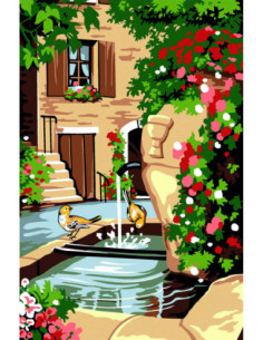Canevas : 30x40 cm, fontaine