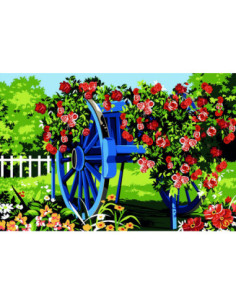 Canevas : 30x40 cm, la charrue bleue