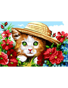 Canevas : 30x40 cm, sous le chapeau