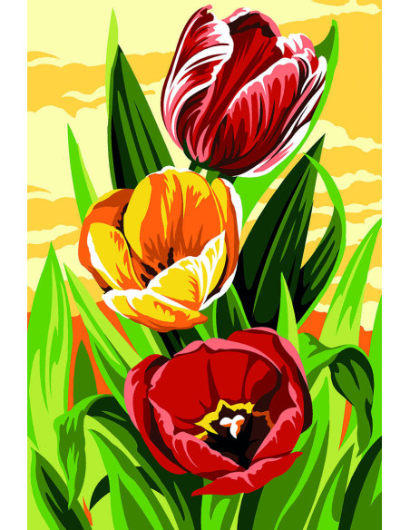 Canevas : 30x40 cm, tulipes