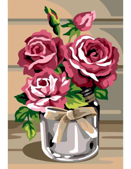 Canevas : 30x40 cm,N23 - rose vintage