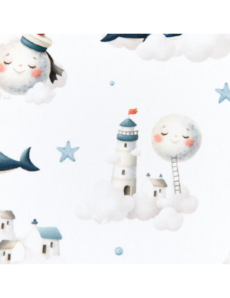 Popeline de coton, impression digitale, baleine