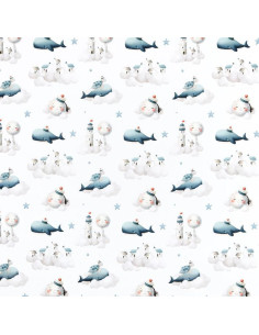 Popeline de coton, impression digitale, baleine