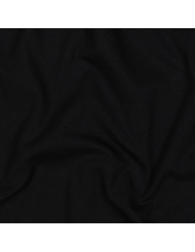 Tissu, Jersey de Coton Uni, Noir Intense, Laize 145 cm, Coton Stretch Oeko-Tex